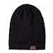 PAGE ONE Mens Beanie Hat Thick Fleece Lined Knit Hat Solid Cap Men Women(Black)