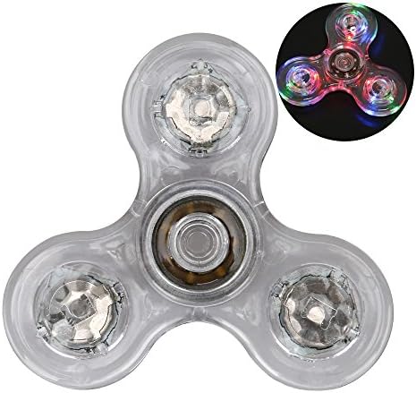 LED Fidget Spinner Prime Stress Reducing EDC Tri Light Spinning Hand Fidget Toys (crystal)