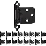 JQK 1/2 Inch Overlay Cabinet Door Hinges, Flush Cabinet Hinges, 20 Pack Matte Black, CH200-BK-P20