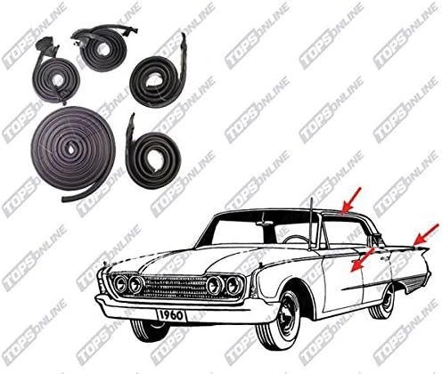 1967 thru 1968 Pontiac Bonneville &amp; Catalina--5 Piece Weather Seals Kit for 2-Door Hardtop Model