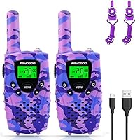 FAYOGOO Kids Walkie Talkies, 22-Channel FRS/GMRS Radio, 4-Mile Range Two Way Radios, Best Birthday Presents for 3 4 5 6 7 8 9 10 Year Old Girls Toys for Kids (Camo Purple)