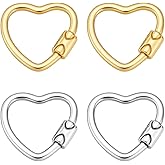 AHANDMAKER 4Pcs 925 Sterling Silver Screw Lock Clasps 8.5x7.5mm Heart Necklace Clasps Closures Bail 2 Colors Necklace Enhancer Connector for Bracelet Anklet Keychain Jewelry Making