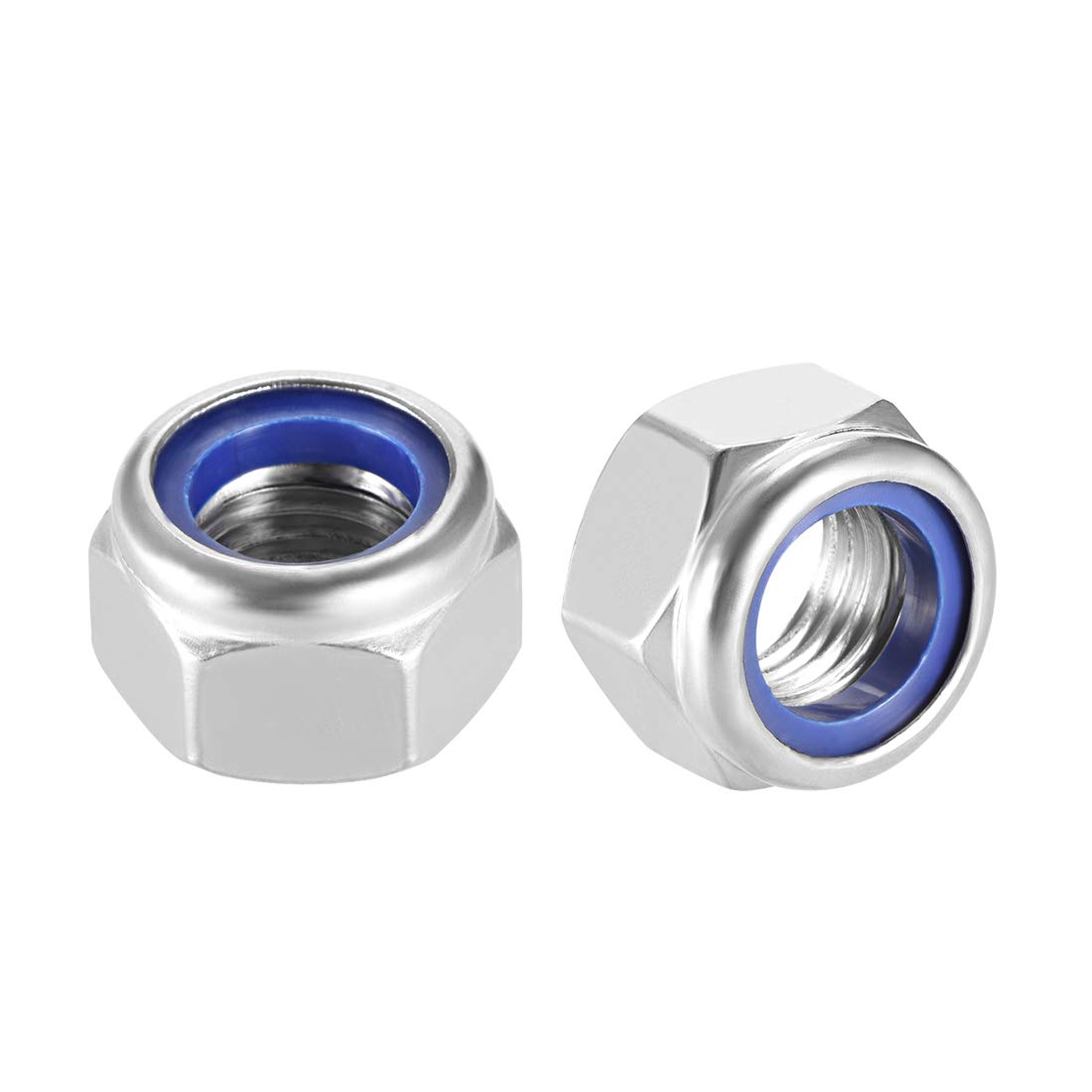 sourcing map M20 x 2.5mm Nylon Insert Hex Lock Nuts, 304 Stainless Steel, Plain Finish, Pack of 1