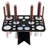 LEOKOR Makeup Brush Tree Holder Organizer Cosmetic Brush Dryer Air Drying Tower with 28 Mix Hole