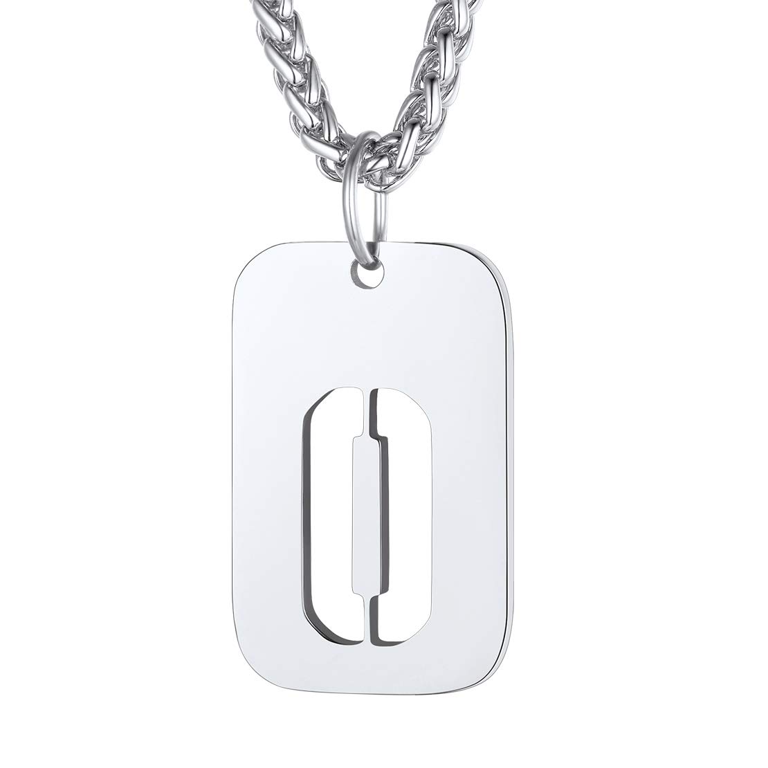 FindChic Dog Tag Men Necklaces for Boys O Initial Necklace Letters