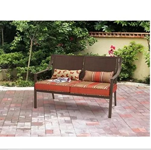 Mainstays Alexandra Square Patio Loveseat Bench Orange Stripe Kus795w Loveseats