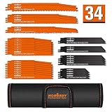 HORUSDY 34-piece Metal Reciprocating Saw Blade Set & Wood Pruning Reciprocating Saw Blades, Saw Blades