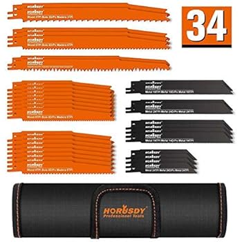 HORUSDY 34-piece Metal Reciprocating Saw Blade Set & Wood Pruning Reciprocating Saw Blades, Saw Blades
