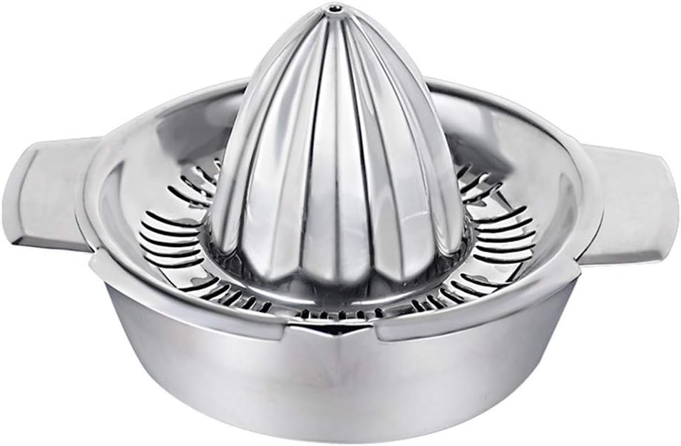 Lemon juicer, Stainless Steel Lemon Manual Squeezer Juicer with Bowl Container for Oranges Lemons Fruit Home Made Juice (Silver)