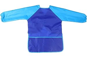Kids Waterproof Apron Children Waterproof Painting Smock Children's Smock Kids Waterproof Art Apron with Long Sleeves Blue
