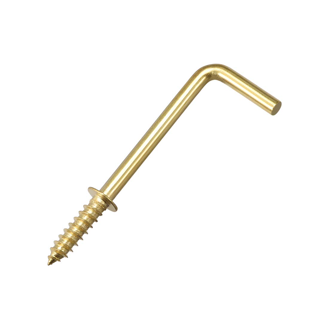 sourcing map 1.8" Screw Eye Hooks Self Tapping Screws Screw-in Hanger Hooks with Plate Golden 50pcs