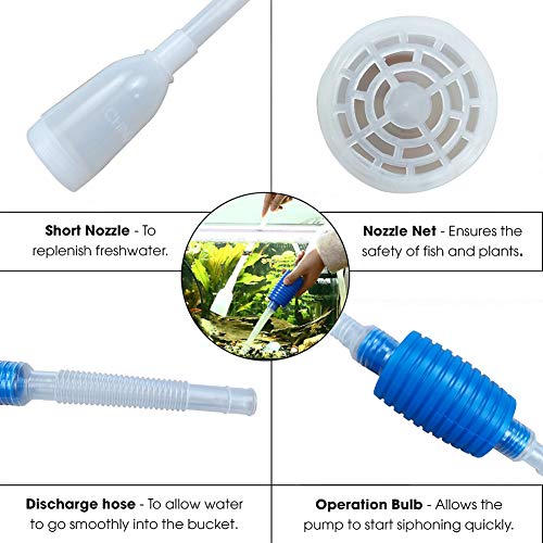 U-BCOO Aquarium Gravel Cleaner Fish Tank Manual Siphon Water Changer Fish Tank Filter Perfect for Cleaning and Changing Water in Tank