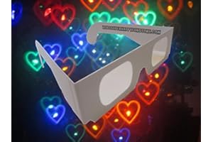 Rob's Super Happy Fun Store Rainbow Hearts Fireworks Diffraction Glasses - 20 Paper Glasses - White Exterior Frame