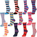 Women's Soft and Warm Fuzzy Sock Packs (One Size Fits Most 13+) (Stripe 12 Pack)