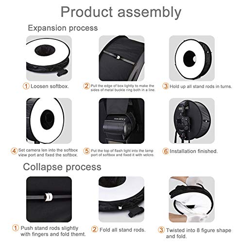 POTENCO 45cm Ring Softbox Speedlight Round Style Flash Light Shoot Soft Box Foldable Soft Flash Light Diffuser - Thumbnail 6