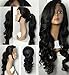 Fyonas Long Loose Wave Synthetic Lace Front Wigs Glueless Heat Resistant Wig for Women Natural Looking Right Side Parting Replacement Wig #1b Color