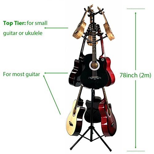 Luvay 9 Multi-Stand for Guitar, Ukulele, Bass, 3-Tier Standing Rack Holder Display - Vertical Style