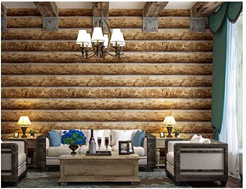 3D Effect Retro Vintage Style Faux Wood Panel Wallpaper Roll PVC Log Pattern Bar Background Decor Wall Paper 10mx0.53m