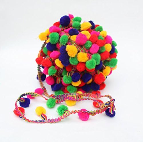 Multicolor Pom pom Trim Lace Ribbon Dress Deco Fringe Sold By 10 Yd