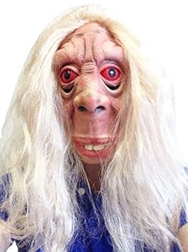 Caveman Latex Mask Blond Wig Monkey Ape Man Neanderthal Fancy