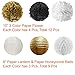 Paxcoo 22 Pcs Black Gold White Tissue Pom Poms Paper Flowers Paper Lanterns for Birthday Party Decoration