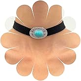 Iaceble Vintage Turquoise Velvet Choker Necklace Black Velvet Collar Necklace Short Velvet Suede Necklace Gothic Choker Necklace Oval Turquoise Choker Necklace Jewelry for Women
