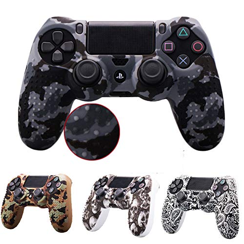 ETbotu Camouflage Soft Silicone Case Skin Grip Cover for Playstation 4 PS4 Controller Gray