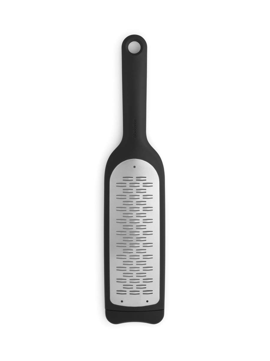 Brabantia Tasty+ Cook & Serve - Cheese Grater plus Cover (Dark Grey) Large Grip, Non-Slip Base, Plastic Safety Cover, Dishwasher Safe, (121661)