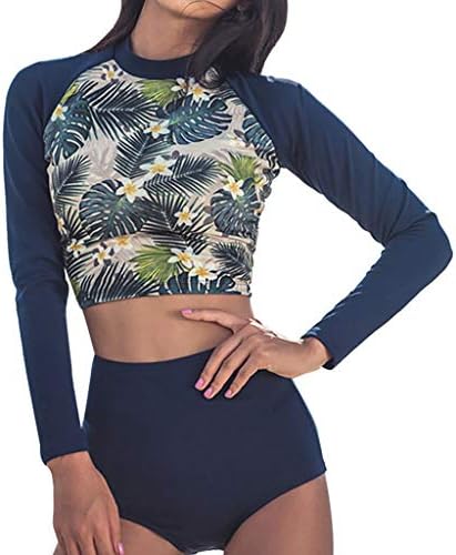 Harpily Women's Sport Wetsuit Surfing Swimsuit Long Sleeve Uv Sun Protection Upf 50+ Rash Guard Top 2 Piece Swimsuit Set