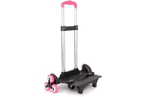 IVYH Backpack Trolley - Wheeled Trolley Hand Aluminium Alloy Folding Trolley Cart for Backpack (Pink, 2 Wheels)