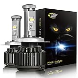 CougarMotor H4 (9003 High/Low) LED Headlight Bulbs All-in-One Conversion Kit,7200 Lumen (6000K Cool White)