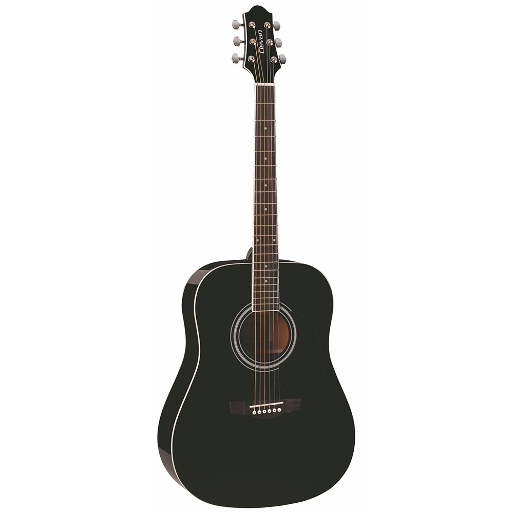 6 Clevan BK Black, D-10 Guitar, Acoustic Dreadnought String