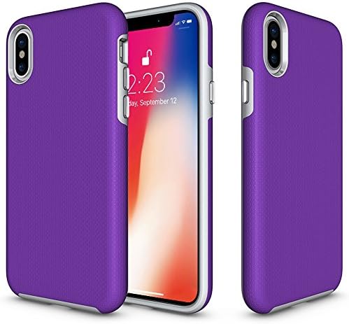 iPhone X Case, MXWANG Armor Shock Absorbing Heavy Duty TPU + PC Dual Guard Protection Series Case for Apple iPhone X (2017) - Purple