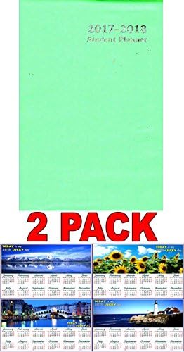 2017 - 2018 Student Weekly Planner Calendar (Green) - School College Weekly Agenda - Appointment Book Organizer + Bonus 2018 Magnetic Calendar