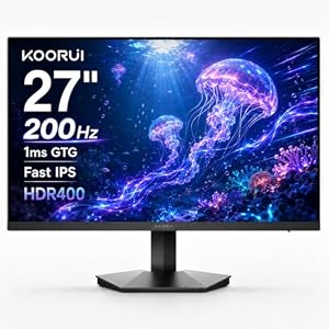 KOORUI ゲーミングモニター 27インチ FHD 200Hz Fast IPS 1ms GTG HDR400 DCI-P3 90% sRGB 99% Adaptive Sync G2711P
