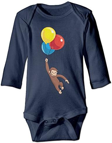 Baby Child 100% Cotton Long Sleeve Onesies Toddler Bodysuit Curious George Babysuits Navy Size 12 Months
