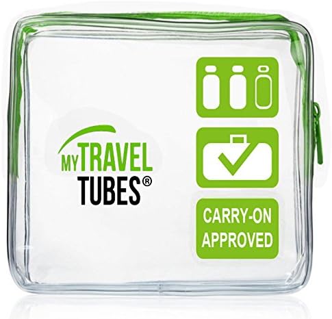 TSA Approved 3-1-1 Airline Carry On Clear Travel Toiletry Bag | Quart Sized (Single Greenery, Clear Green)