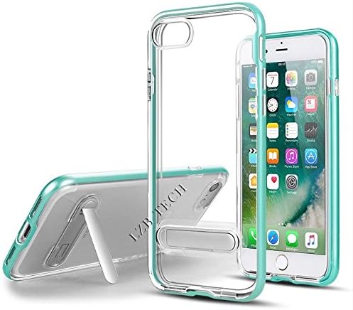 Iphone 7Plus Case (5.5') Hybrid Dual-layered structure, Durable TPU PC - Crystal Clear Back with Kickstand - 6 Colors - Retail Packaging - Set of 1 (Lake Blue)