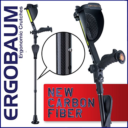 ErgobaumÂ¨ Prime by Ergoactives. 1 Pair (2 Units) of Ergonomic Forearm Crutches - Adult 5' - 6'6'' Adjustable (Carbon Fiber)