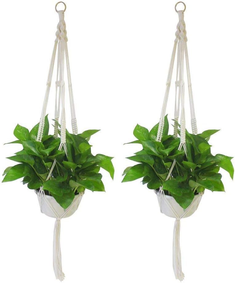 Hipatoo Classic Macrame Plant Hanger for Hanging Holder Flower Baskets Pot, Cotton Rope Hanging Planter, Indoor Outdoor Patio Decor(2 Pack)