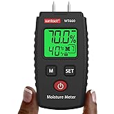 Wintact Moisture Meter Pin Type, Pocket Moisture Tester 0 to 70% | Moisture/Ambient Temperature Detector for Firewood, Lumber, Construction Materials, Tiled, Drywall, Concrete, Plaster