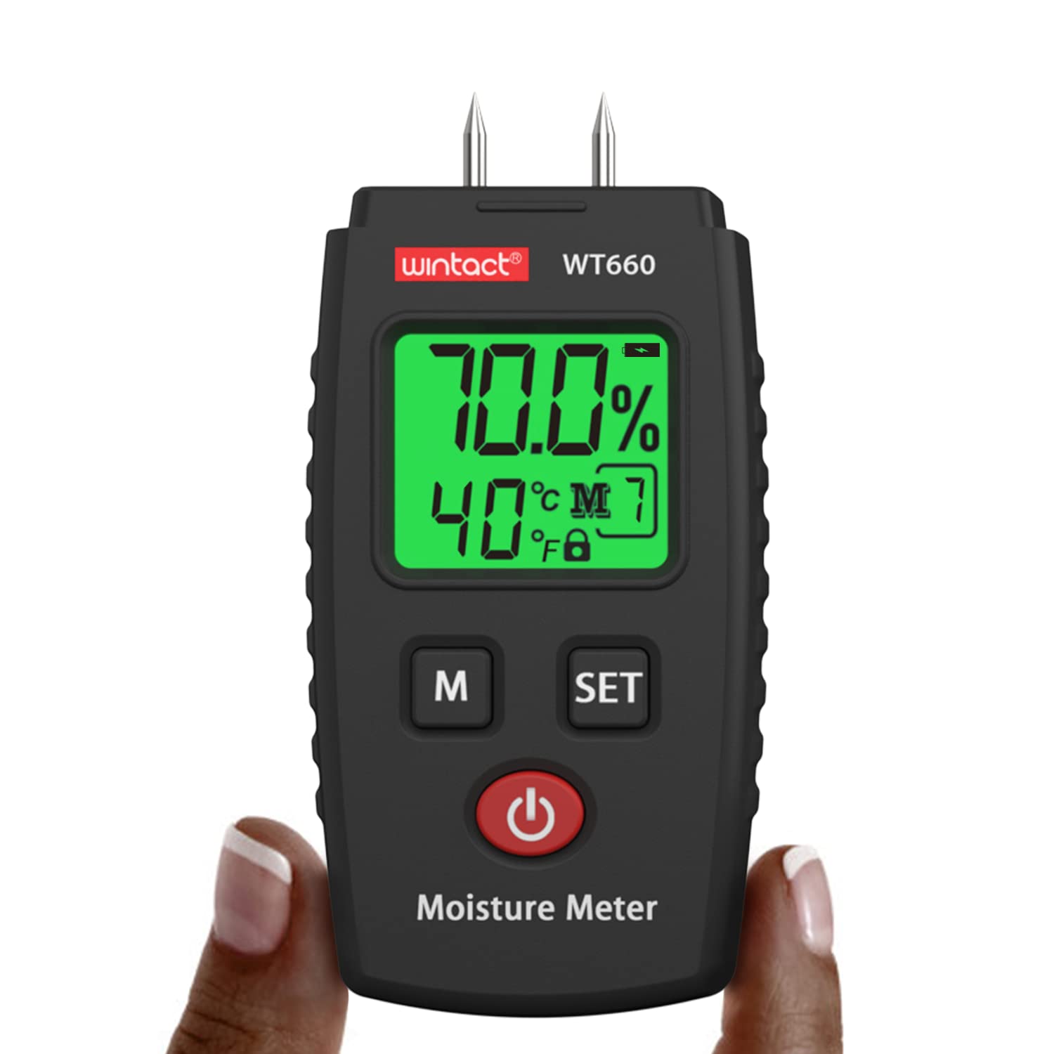 Pinless Wood Moisture Meter – Drywall & Concrete Moisture Detector, Digital Humidity Tester For Lumber, Walls, Firewood (Black)