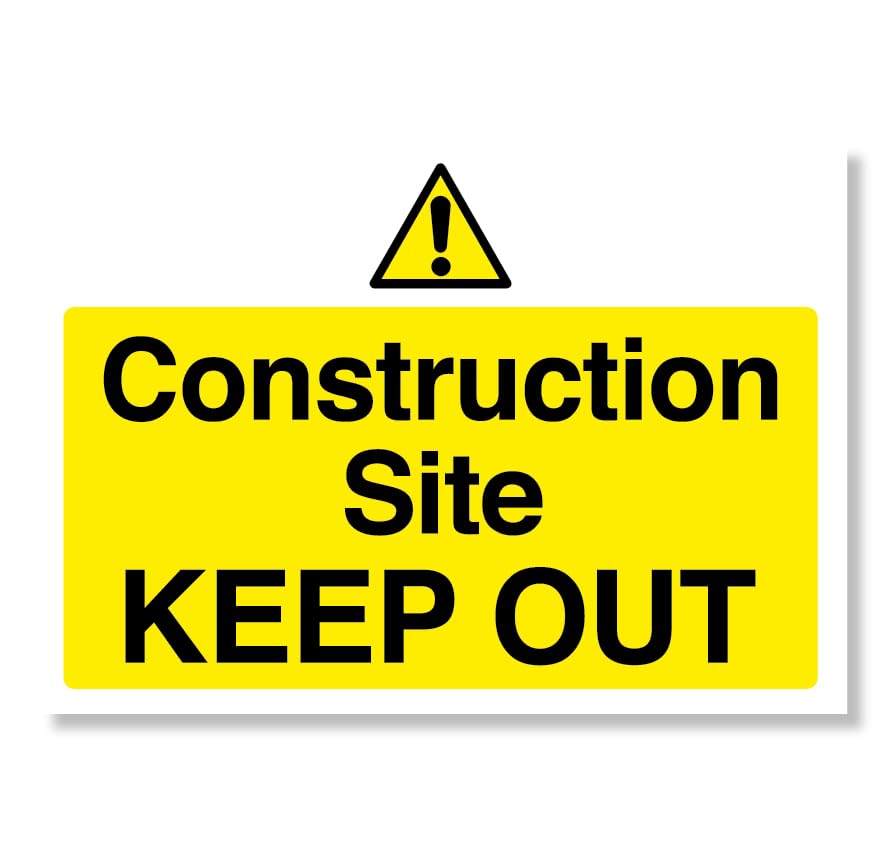 Punkcards - Construction Site Keep Out, Safety Warning Sign, A2 594 x 420mm 3mm Foamex, building site