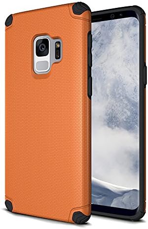 Galaxy S9 Case, ClarksZone Slim Soft Silicone TPU Edge+PC Hard Back Anti-Shock&amp;Skid-proof High Impact Resistant Protective Cover Case for Samsung Galaxy S9 5.8 inch- Orange