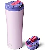 BOTTLE BOTTLE Insulated Coffee Tumblers with Dual-use Lid and Straw Double Walled Iced Travel Coffee Mug for Woman and Man 18 oz Stainless Steel Tumbler with Handle(Cherry Blossoms)