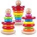 Wooden Rainbow Ring Stacker Toy Stacking Ring Tower Games Early Educational Development Toys for Babies and Toddlers
