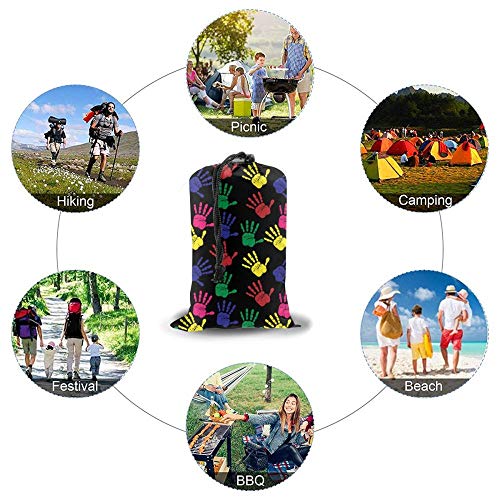 Beach Blanket Sand Proof & Compact Pocket Blanket SoftBeach Mat for Outdoor,Waterproof Picnic Mat for Travel,Hiking,Camping,Festival,Floral,Poppies Retro Halftone Effect Fertility and Eternal Life Sym