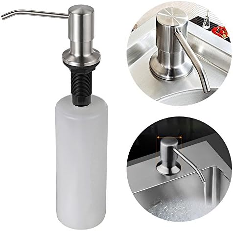 YHXK Liquid Soap Dispenser with Stainless Steel Pump Large 17 OZ Bottle Threaded Tube for Thick Deck Installation for Home Kitchen Sink Bathroom Countertop Hotel Desk Mount