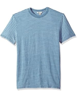 Men's Short Sleeve T-Shirt Crew Neck with True Indigo Stripe