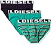Diesel Men's 3-Pack Andre Cotton Stretch Briefs, Turquoise Stripe, S